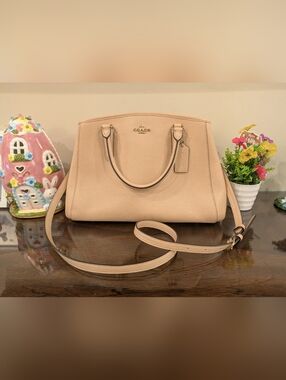 Coach Christie 57525 Beautiful Pinkish Beige Cross-grain Leather Satchel Bag